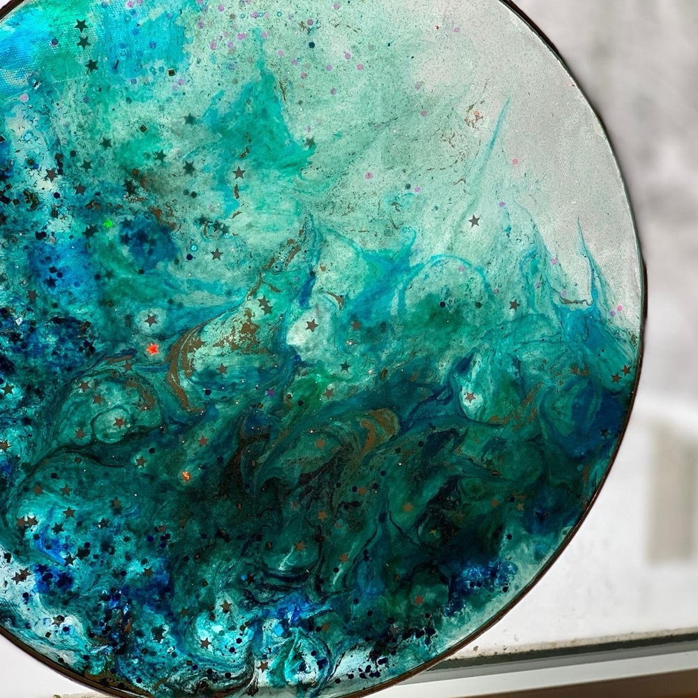 Abstract Blue and Green Wall Art - Picture 4 of 5